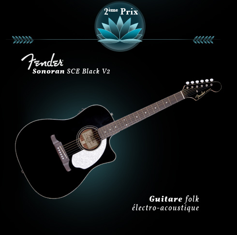2me prix : Une guitare acoustique Fender Sonoran SCE Black V2