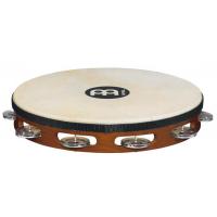 MEINL TAMBOURIN BOIS 10" ALUMINIUM JINGLE - AFRICAN BROWN AVEC PEAU