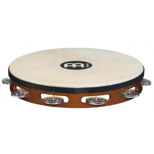 meinl tambourin bois 10 aluminium jingle - african brown avec peau