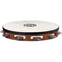 MEINL TAMBOURIN BOIS 10" STEEL JINGLES - AFRICAN BROWN AVEC PEAU