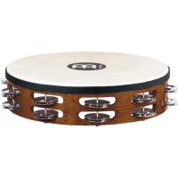 MEINL TAMBOURIN BOIS 10" STEEL JINGLES - AFRICAN BROWN AVEC PEAU