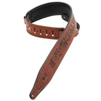 Photo LEVYS M17T01 SANGLE CUIR MOTIFS ZODIAC GRAVÉS BROWN
