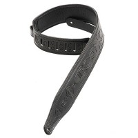 Photo LEVYS M17T02 SANGLE CUIR MOTIFS GEOMETRIC GRAVÉS BLACK