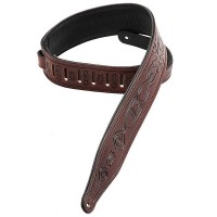 Photo LEVYS M17T02 SANGLE CUIR MOTIFS GEOMETRIC GRAVÉS BURGUNDY