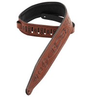 Photo LEVYS M17T02 SANGLE CUIR MOTIFS GEOMETRIC GRAVÉS BROWN