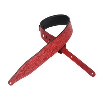 LEVYS M17T04 SANGLE CUIR MOTIFS SKULLS GRAVS CRANBERRY