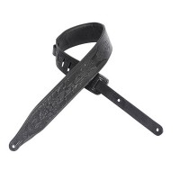Photo LEVYS M17T05 SANGLE CUIR MOTIFS BATS GRAVÉS BLACK