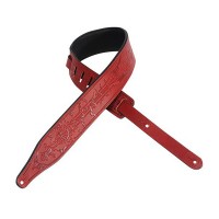 Photo LEVYS M17T05 SANGLE CUIR MOTIFS BATS GRAVÉS CRANBERRY
