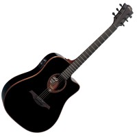Photo LAG T100DCE-BLK DREADNOUGHT CUTAWAY ACOUSTIC/ELECTRIC BLACK