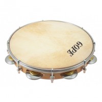 Photo GOPE PA118AC - PANDEIRO 11" CHORO CYMBALETTES LAITON CHROMÉ PEAU ANIMALE