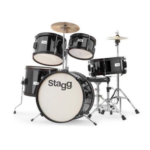 STAGG BATTERIE JUNIOR 5 FUTS + HARDWARE + SIEGE NOIRE