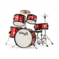 STAGG BATTERIE JUNIOR 5 FUTS + HARDWARE + SIEGE ROUGE