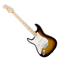 Photo FENDER STANDARD STRATOCASTER BROWN SUNBURST MAPLE GAUCHER