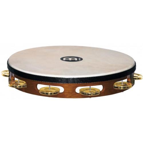 meinl tambourin bois avec peau 1 rangée de cymbalettes laiton