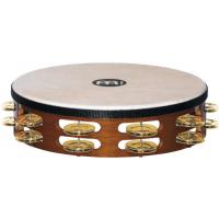 Meinl Tambourin Bois avec Peau 2 Ranges de Cymbalettes Laiton