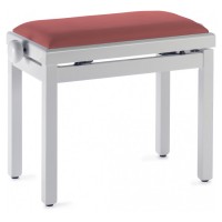 Photo STAGG PB39 WHP VWR - BANQUETTE PIANO BLANC BRILLANT + VELOUR ROUGE