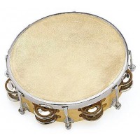 FUZEAU TAMBOURIN PEAU NATURELLE 20 CM + CYMBALETTES