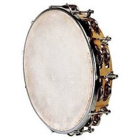 FUZEAU TAMBOURIN PEAU NATURELLE 25 CM + 14 CYMBALETTES