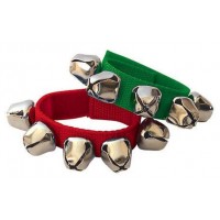 FUZEAU 1 PAIRE DE BRACELETS 5 GRELOTS VERT ET ROUGE 