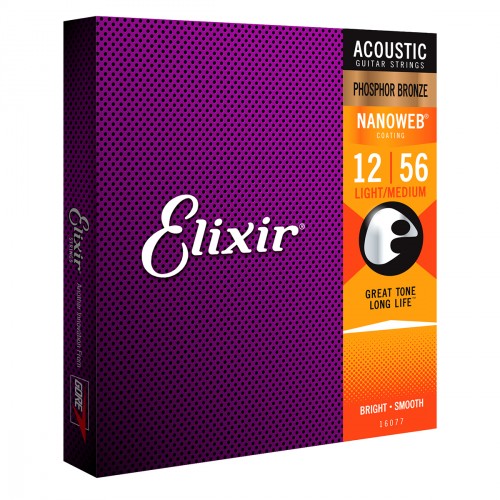 ELIXIR 16077 FOLK NANOWEB PHOSPHOR BRONZE ML 12-56