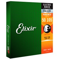 Photo ELIXIR 14702 BASS NANOWEB STAINLESS STEEL MEDIUM 50-105