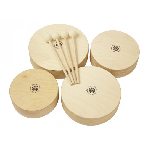 ROHEMA SET DE 4 TOMS EN BOIS + 4 BAGUETTES