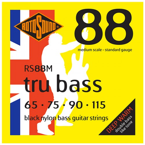 ROTOSOUND RS88M TRU BASS 88 BLACK NYLON FLATWOUND MEDIUM 65/115