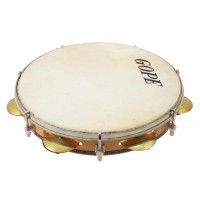 Photo GOPE PAC107R4 - PANDEIRO 10" CHORINHO CYMBALETTES 4 RIVETS PEAU ANIMALE