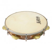 Photo GOPE PAC107R8 - PANDEIRO 10" CHORINHO CYMBALETTES 8 RIVETS PEAU ANIMALE