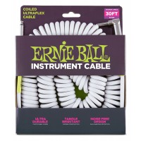 Ernie Ball Cble Ultraflex Coiled Jack/Jack Coud- 9M White