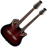 Photo OVATION ELITE DOUBLE NECK SUPER SHALLOW RUBY RED BURST + ÉTUI