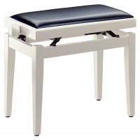 Photo STAGG PB05 WHP SBK - BANQUETTE PIANO BLANC GLOSS + VINYLE NOIR