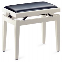 Photo STAGG PB05 WHM SBK - BANQUETTE PIANO BLANC MAT + VINYLE NOIR