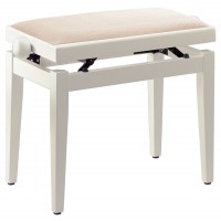 Photo STAGG PB05 WHM VBE - BANQUETTE PIANO BLANC MAT + VELOURS BEIGE