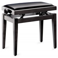 Photo STAGG PB05 BKP SBK - BANQUETTE PIANO NOIR GLOSS + VINYLE NOIR