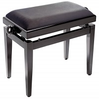 Photo STAGG PB05 BKP SVBK - BANQUETTE PIANO NOIR GLOSS + VELOURS LISSE NOIR