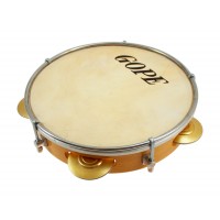 Photo GOPE PA85AB - PANDEIRO 8" CHORO CYMBALETTES LAITON PEAU ANIMALE