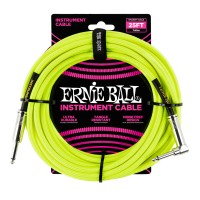 Photo ERNIE BALL 6057 CABLE INSTRUMENT JACK/JACK COUDÉ NEON YELLOW 7,62M