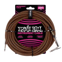 Photo ERNIE BALL 6064 CABLE INSTRUMENT JACK/JACK COUDÉ BLACK/ORANGE 7,62M