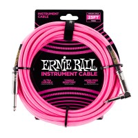 Photo ERNIE BALL 6065 CABLE INSTRUMENT JACK/JACK COUDÉ NEON PINK 7,62M