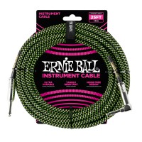 Photo ERNIE BALL 6066 CABLE INSTRUMENT JACK/JACK COUDÉ BLACK/GREEN 7,62M