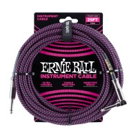 Photo ERNIE BALL 6068 CABLE INSTRUMENT JACK/JACK COUDÉ BLACK/PURPLE 7,62M