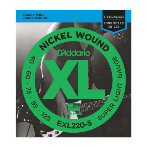 D'ADDARIO EXL220-5 NICKEL WOUND 5-ST BASS SUPER LIGHT 40/125 LONG SCALE