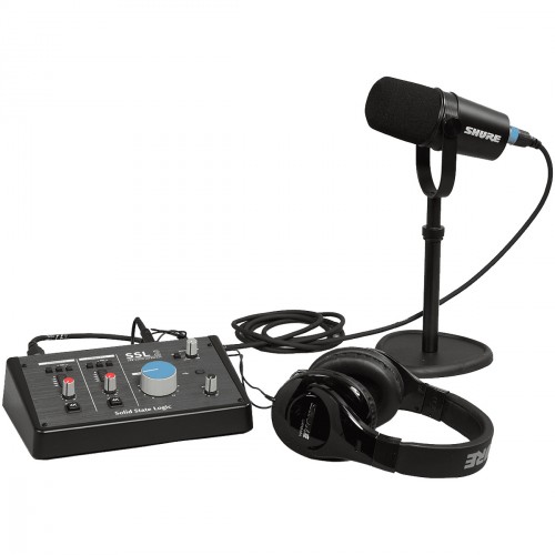 SHURE MV7X PACK 2 - PACK MICRO + PIED DE TABLE + INTERFACE + CÂBLE + CASQUE