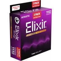 ELIXIR ACOUSTIC NANOWEB 80/20 BRONZE PACK 3 JEUX